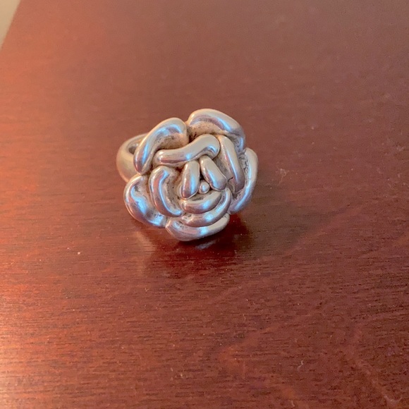 Sterling Silver Rose Ring Sz 8 - Picture 2 of 4